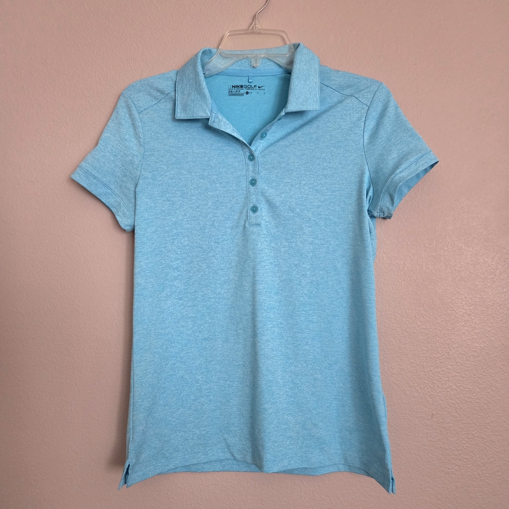Women's Nike Light Blue Heather Polo Button-Down Shirt